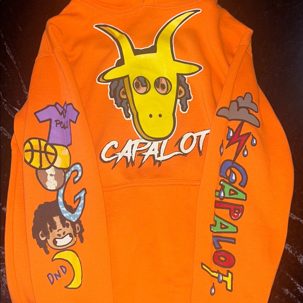Kids Orange Graphic Hoodie